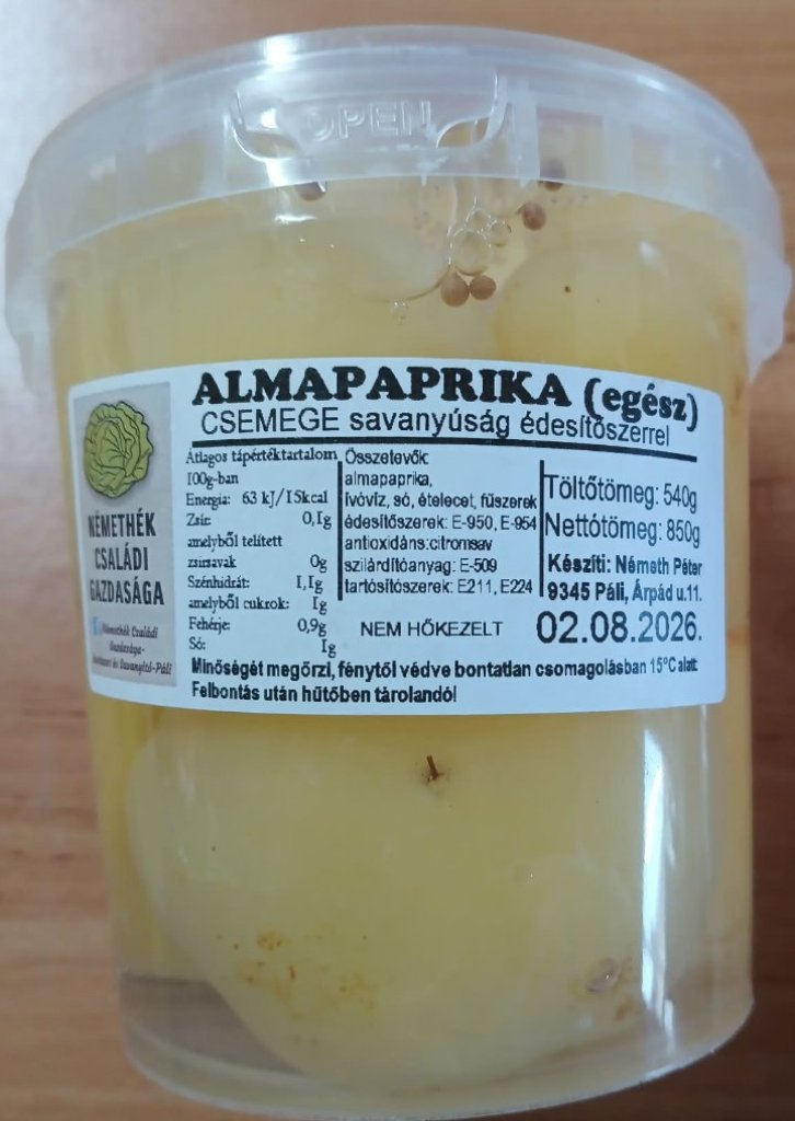 Csemege almapaprika egész 0,85